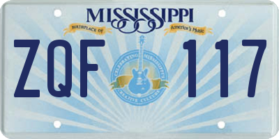 MS license plate ZQF117