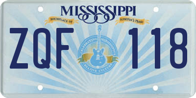 MS license plate ZQF118