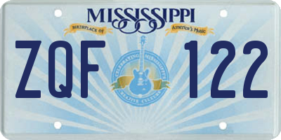 MS license plate ZQF122