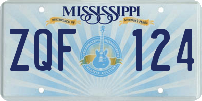 MS license plate ZQF124