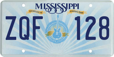 MS license plate ZQF128