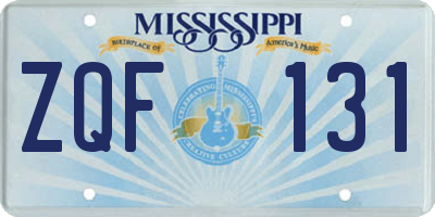 MS license plate ZQF131