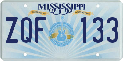 MS license plate ZQF133