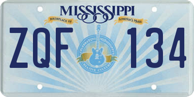 MS license plate ZQF134