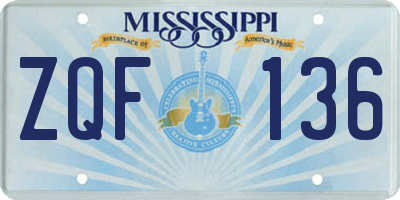 MS license plate ZQF136