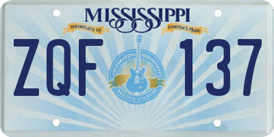 MS license plate ZQF137