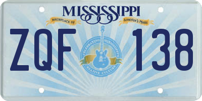 MS license plate ZQF138