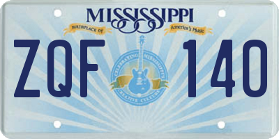 MS license plate ZQF140