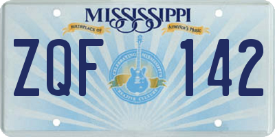 MS license plate ZQF142