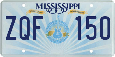 MS license plate ZQF150