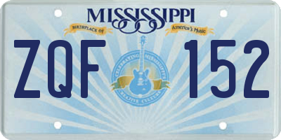 MS license plate ZQF152