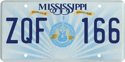 MS license plate ZQF166