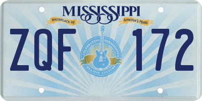 MS license plate ZQF172