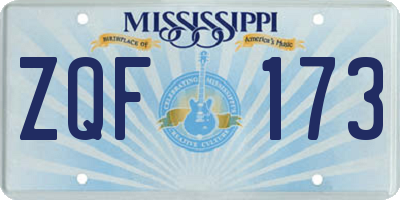 MS license plate ZQF173