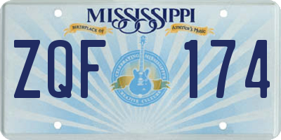 MS license plate ZQF174