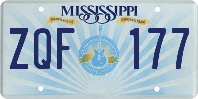 MS license plate ZQF177