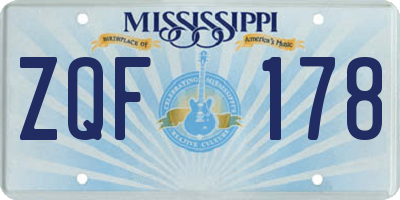 MS license plate ZQF178