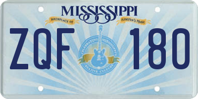 MS license plate ZQF180