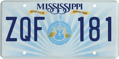MS license plate ZQF181