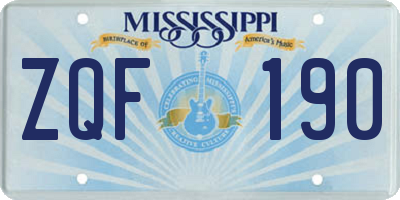 MS license plate ZQF190