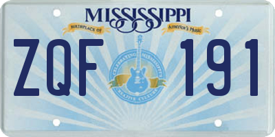 MS license plate ZQF191