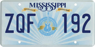 MS license plate ZQF192