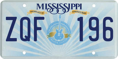 MS license plate ZQF196