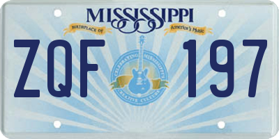 MS license plate ZQF197