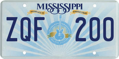 MS license plate ZQF200