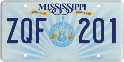 MS license plate ZQF201