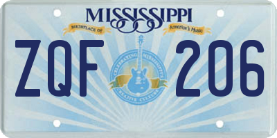 MS license plate ZQF206