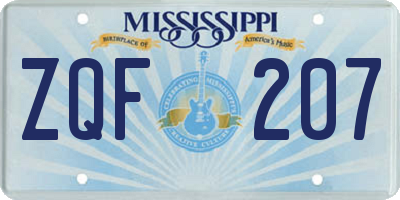 MS license plate ZQF207