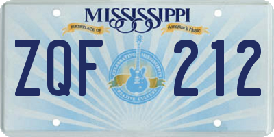 MS license plate ZQF212