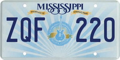 MS license plate ZQF220