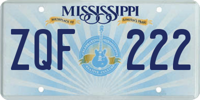 MS license plate ZQF222