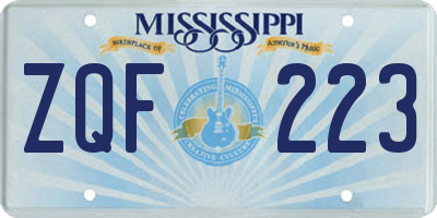 MS license plate ZQF223