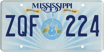 MS license plate ZQF224