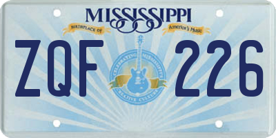 MS license plate ZQF226