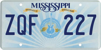 MS license plate ZQF227