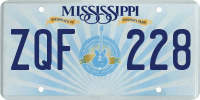 MS license plate ZQF228