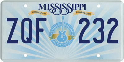 MS license plate ZQF232
