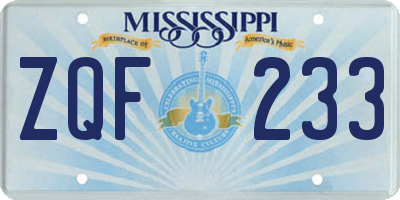 MS license plate ZQF233