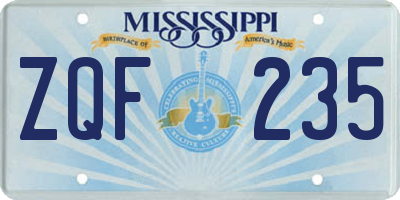 MS license plate ZQF235