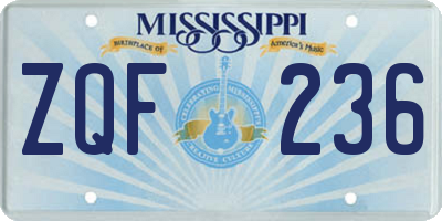MS license plate ZQF236