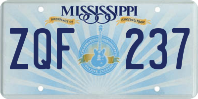 MS license plate ZQF237