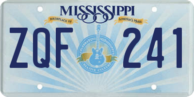 MS license plate ZQF241