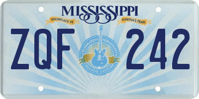 MS license plate ZQF242