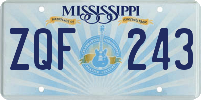 MS license plate ZQF243