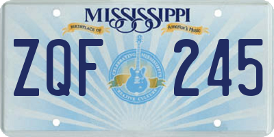 MS license plate ZQF245