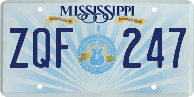 MS license plate ZQF247